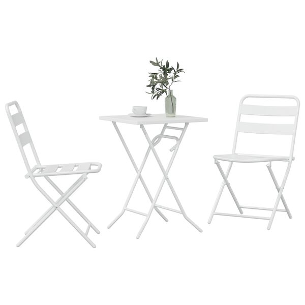 vidaXL Bistrosetti 3 pcs Valkoinen Teräs