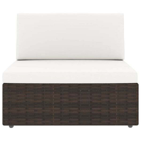 vidaXL 7-osainen Puutarhasohvasarja tyynyill&auml; ruskea polyrottinki