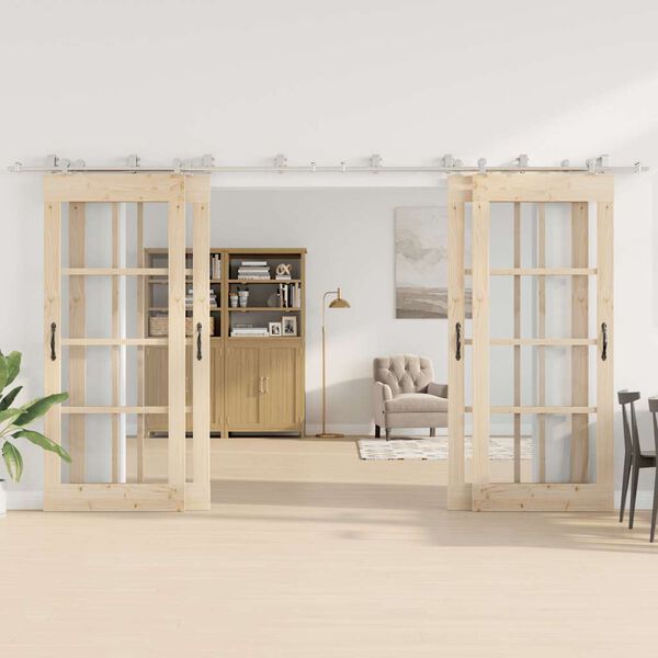 vidaXL Liukuoven asennustarvikkeet 400 cm ruostumaton teräs hopea