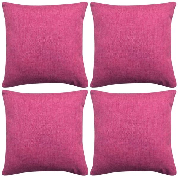 vidaXL Tyynynpäällinen Pellavatyylinen Pinkki 4kpl 40x40 cm