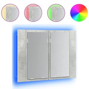 vidaXL Kylpyhuoneen LED peilikaappi betoninharmaa 60x12x45 cm akryyli