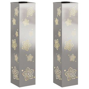 vidaXL Aurinko LED-polkuvalo 2 kpl L&auml;mpim&auml;n Valkoinen 18 x 18 x 80 cm