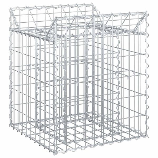 vidaXL Gabion Kohotettu Peti Hopea 50 x 50 x 60 cm Galvanoitu ter&auml;s