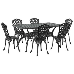 vidaXL Piharuokailu setti 7 pcs Musta Alumiini