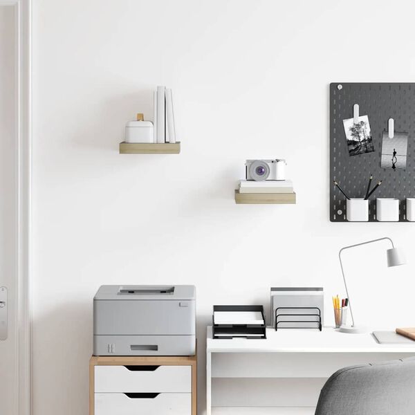 vidaXL Kelluvat sein&auml;hyllyt 2 kpl tammen v&auml;rinen 23x23,5x3,8 cm MDF