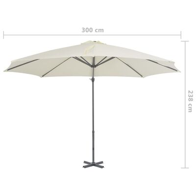 vidaXL Riippuva aurinkovarjo alumiinipylväällä 300 cm hiekka