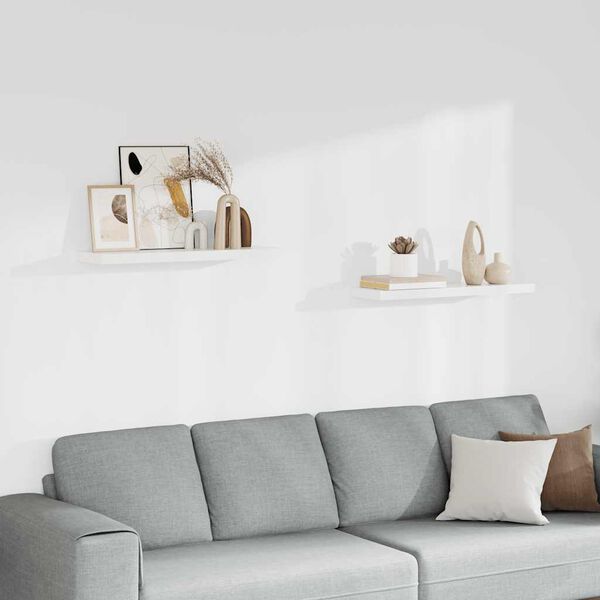 vidaXL Kelluvat sein&auml;hyllyt 2 kpl valkoinen 80x23,5x3,8 cm MDF