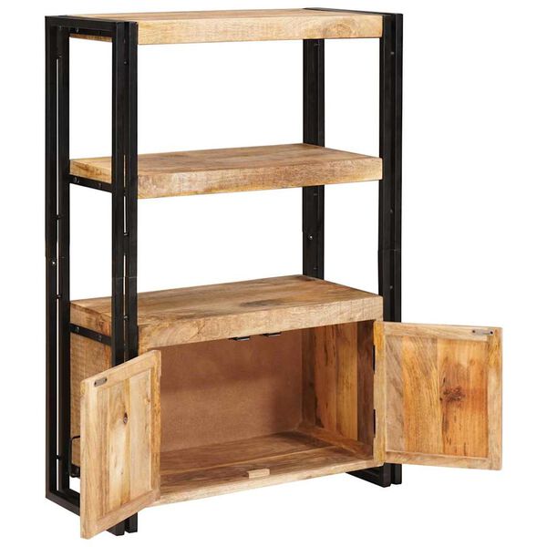 vidaXL Kirjahylly ovilla Ruskea Kovaa karkea mangopuu ja metallia