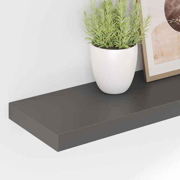 vidaXL Kelluvat sein&auml;hyllyt 4kpl kork.kiilto harmaa 120x23,5x3,8cm MDF