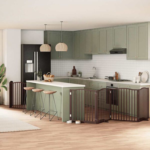 vidaXL Koiraportti kokoontaittuva 6 paneelia ruskea 480 cm poppelipuu