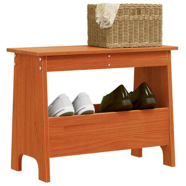 vidaXL Eteisen penkki vahanruskea 60x28x45 cm täysi mänty