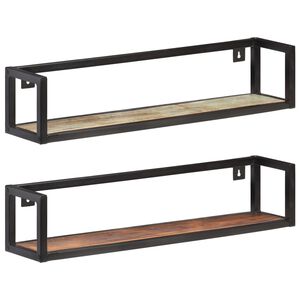 vidaXL Sein&auml;hyllyt 2 kpl 80 cm kierr&auml;tetty t&auml;yspuu