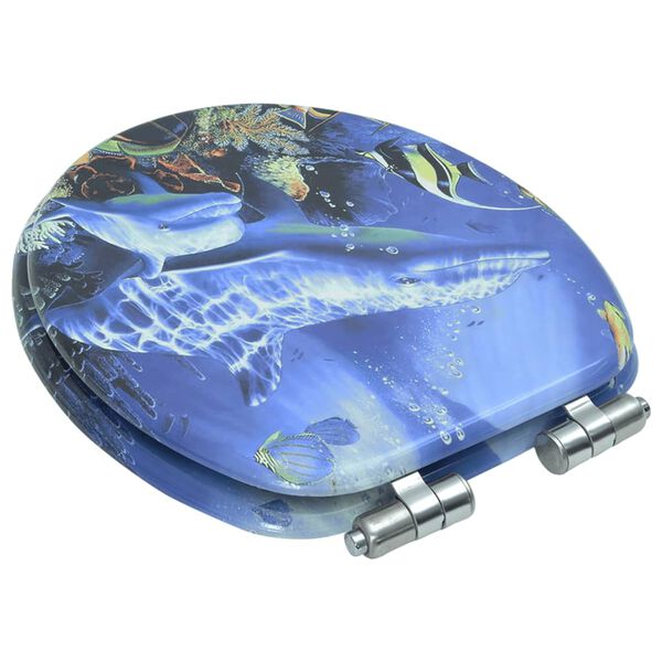 vidaXL WC-istuin soft close kannella MDF delfiinikuosi