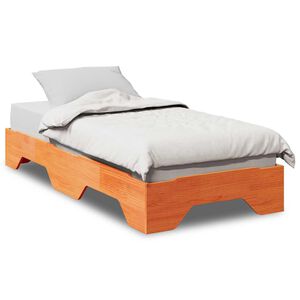 vidaXL S&auml;ngynrunko Ei Patja Pinottava Vaha Ruskea 90x190cm Massiivipuu