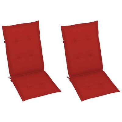 vidaXL Puutarhatuolit 2 kpl tyynyillä punainen täysi tiikki