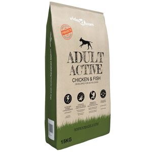 vidaXL Premium koiran kuivaruoka "Adult Active Chicken & Fish" 15 kg
