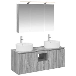 vidaXL Kylpyhuoneen kaappisetti 4 pcs Harmaa Sonoma Tekninen puu