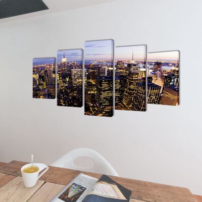 Taulusarja New York Taivaanranta Lintuperspektiivistä 100 x 50 cm