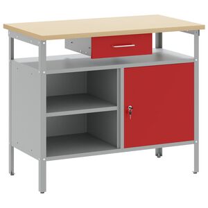 vidaXL Ty&ouml;p&ouml;yt&auml; laatikon kanssa Punainen ja harmaa 100 x 55 x 85 cm