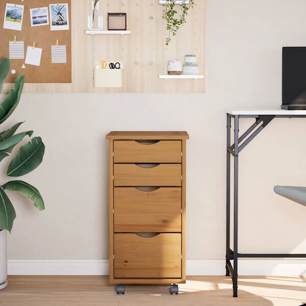 vidaXL Laatikosto pyörillä MOSS hunajanruskea täysi mänty