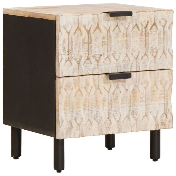 vidaXL Y&ouml;p&ouml;yt&auml;kaappi 2 pcs Valkoinen 40 x 33 x 46 cm Kiinte&auml; mango puu