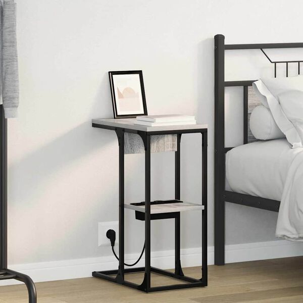 vidaXL Y&ouml;p&ouml;yt&auml;kaappi Harmaa Sonoma 41,5 x 26 x 60,5 cm Tekninen puu