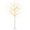 vidaXL Valkoinen LED-koivu l&auml;mmin valkoinen 96 LED-valoa 180 cm