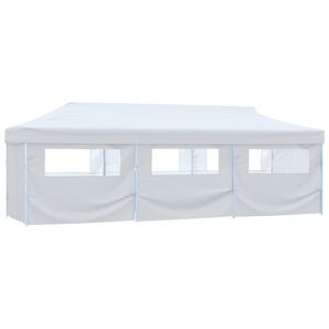 vidaXL Kokoontaitettava pop-up juhlateltta 8 sivusein&auml;&auml; 3x9m valkoinen