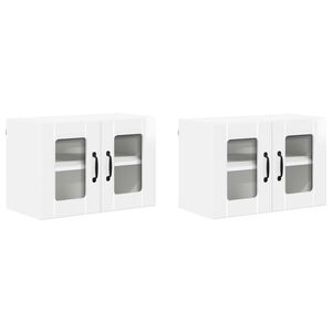 vidaXL Sein&auml;lasi kaappi LUCCA 2 pcs Korkeakiiltoinen valkoinen