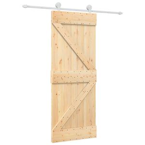 vidaXL Liukuovi Luonnollinen ja valkoinen 80 x 210 cm T&auml;ysi m&auml;nty