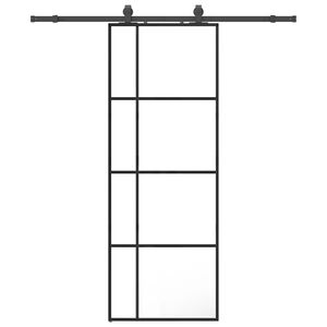 vidaXL Liukuovi asennustarvikkeilla musta 76x205 cm ESG lasi