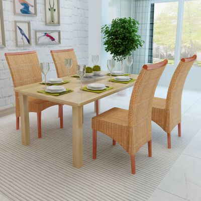 vidaXL Ruokapöydän tuolit 4 kpl ruskea luonnollinen rottinki