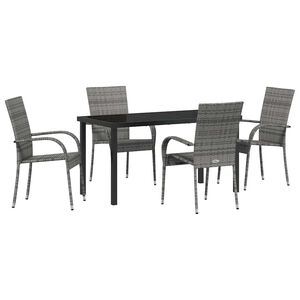 vidaXL Piharuokailu setti 5 pcs Harmaa Jauhemaalattu Ter&auml;s