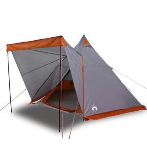 vidaXL Perheteltta tiipii 6 henkil&ouml;lle harmaa ja oranssi vedenpit&auml;v&auml;
