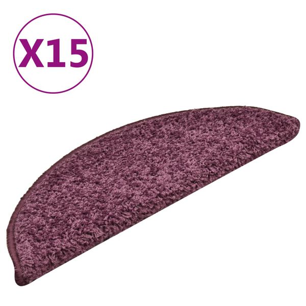 vidaXL Porrasmatot 15 kpl 56x17x3 cm tummanvioletti puolipyöreä
