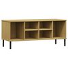 vidaXL Kenk&auml;teline metallijaloilla ruskea 106x35x45 cm t&auml;yspuu OSLO