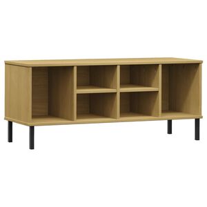 vidaXL Kenk&auml;teline metallijaloilla ruskea 106x35x45 cm t&auml;yspuu OSLO