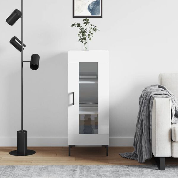 vidaXL Senkki korkeakiilto valkoinen 34,5x34x90 cm tekninen puu