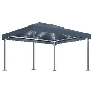 vidaXL Huvimaja LED-valonauhoilla 400x300 cm antrasiitti alumiini