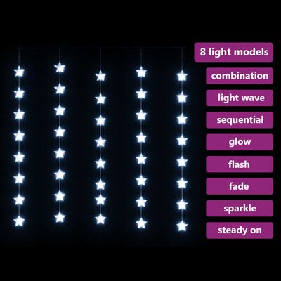 vidaXL LED-valoverho tähtikeijuvalot 200 LEDiä kylmä valkoinen