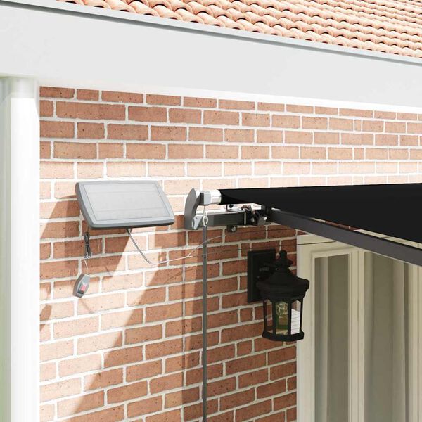 vidaXL Vetoutuva markiisi LED -nauhavalot Musta 600 &times;300 cm kangas