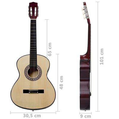 vidaXL 12-osainen klassinen kitara aloittelijan sarja 4/4 39"