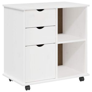 vidaXL Rullaava kaappi 63,5 x 39 x 65,5 cm Massiivinen m&auml;nty Valkoinen