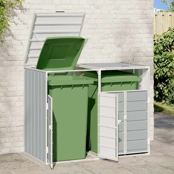 vidaXL Wheelie Bin S&auml;ilytys Double Bins Harmaa 144x81x113 cm Ter&auml;s
