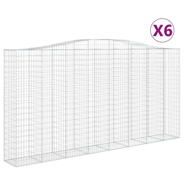 vidaXL Kaarevat kivikorit 6 kpl 400x50x200/220 cm galvanoitu rauta