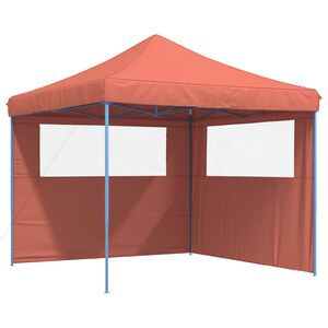 vidaXL Taitettava pop-up juhlateltta 2 sivusein&auml;ll&auml; terrakotta