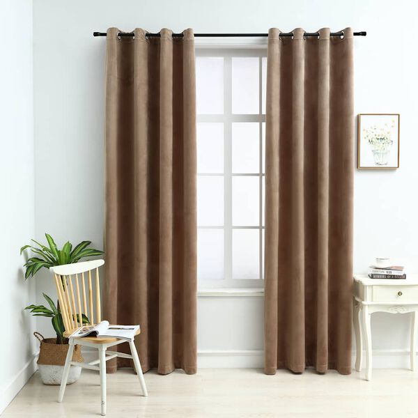 vidaXL Pimennysverhot renkailla 2 kpl sametti beige 140x245 cm