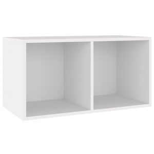 vidaXL Vinyylilevyjen s&auml;ilytyslaatikko valk.71x34x36 cm tekninen puu