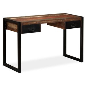 vidaXL Kirjoitusp&ouml;yt&auml; 2 laatikolla kierr&auml;tetty puu 120x50x76 cm