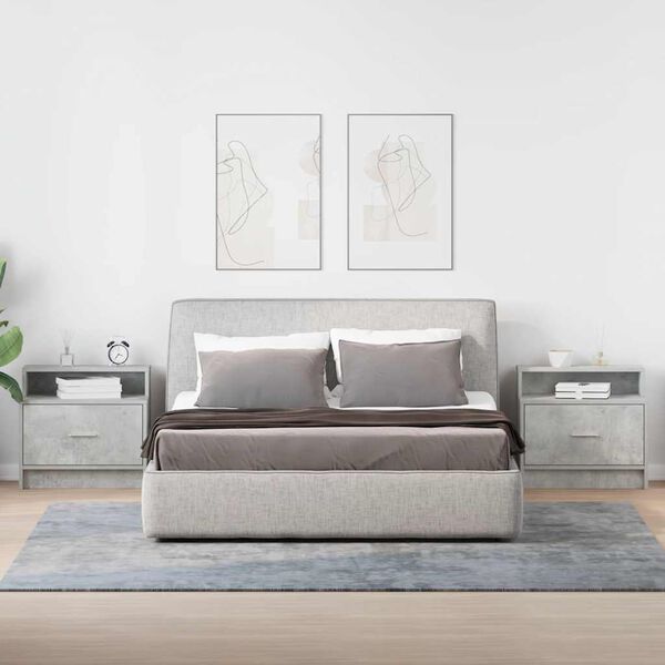 vidaXL y&ouml;p&ouml;yt&auml;kaapit laatikolla 2 kpl betoninharmaa 51x31x47 cm